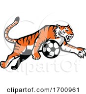 Poster, Art Print Of Tiger Jumping Soccer Ball Mascot