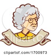 Poster, Art Print Of Granny Looking To The Side Over A Banner