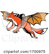 Poster, Art Print Of Flying Fox With Mechanical Wings Mascot