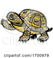 Poster, Art Print Of Eastern Box Turtle Waving Mascot