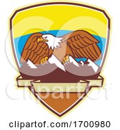 Poster, Art Print Of Bald Eagle And Mountains Badge