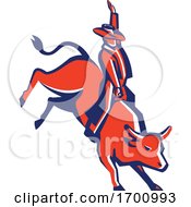Red Rodeo Cowboy Bull Rider Retro