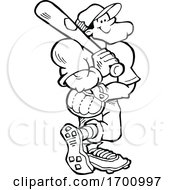 Cartoon Black And White Confident Black And White Male Baseball Player Holding A Bat