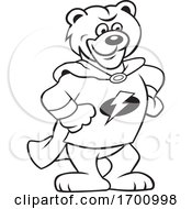 Cartoon Black And White Super Hero Bear Mascot