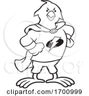Cartoon Black And White Super Hero Bird Mascot