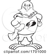 Poster, Art Print Of Cartoon Black And White Super Hero Bald Eagle Mascot