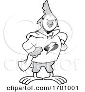 Poster, Art Print Of Cartoon Grayscale Super Hero Jay Bird Mascot