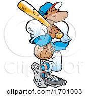 Cartoon Confident Black Male Baseball Player Holding A Bat