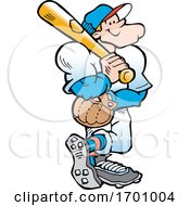 Poster, Art Print Of Cartoon Confident White Male Baseball Player Holding A Bat