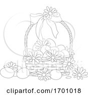 Easter Basket With Eggs And Daisies