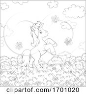 Poster, Art Print Of Cute Rearing Unicorn And Spring Butterflies