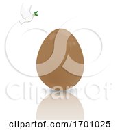 Poster, Art Print Of Easter Chocolate Egg With Reflection And Dove