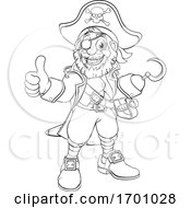 Poster, Art Print Of Pirate Captain Cartoon Black And White Outline