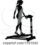 Poster, Art Print Of Gym Woman Silhouette Treadmill Running Machine
