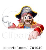 Poster, Art Print Of Pirate Captain Cartoon Pointing Sign Background