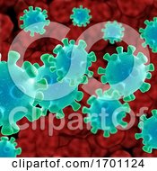3D Abstract Medical Background Depicting Coronavirus Cells