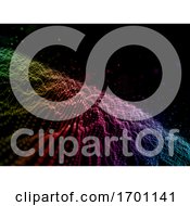 Poster, Art Print Of 3d Cyber Dots Abstract Background With Rainbow Coloured Flowing Particles