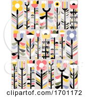 Vector Seamless Pattern In Simple Flat Geometric Style Of Abstract Floral Card With Cute Flowers And Herbs Pastel Color Greeting Card Banner Orwallpaper With Naive Blossoming Plants