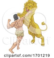 Hercules Fighting The Nemean Lion by AtStockIllustration