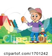 Poster, Art Print Of Boy Holding An Easter Egg
