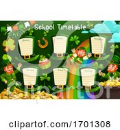 Poster, Art Print Of School Timetable Or Schedule On St Patrick Hats