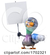 3d Pigeon On A White Background