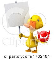 3d Yellow Duck On A White Background