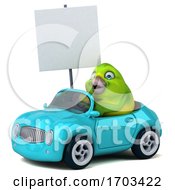 3d Green Bird On A White Background