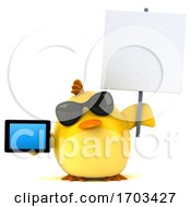 3d Yellow Bird On A White Background