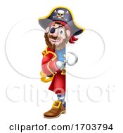 Poster, Art Print Of Pirate Captain Cartoon Peeking Sign Background