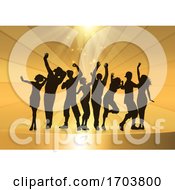Poster, Art Print Of Party People Dancing On A Golden Podium Background