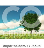 Poster, Art Print Of 3d Countryside Landscape With Tree Against Blue Sky