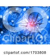 Poster, Art Print Of 3d Medical Background With Virus Cells And Dna Strand