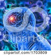 3D Medical Background With Male Figure With Brain Highlighted