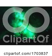 Poster, Art Print Of 3d Landscape With Gnarly Tree Against A Nebula Space Sky
