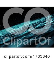 Poster, Art Print Of 3d Futuristic Background With Flowing Cyber Particles