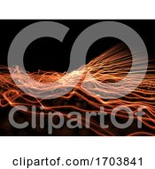 Poster, Art Print Of 3d Futuristic Background With Fiery Strands Design