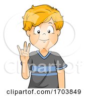 Poster, Art Print Of Kid Boy Sign Language Number Seven Illustration