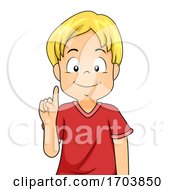Poster, Art Print Of Kid Boy Hand Sign Language Number One Illustration