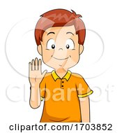 Poster, Art Print Of Kid Boy Sign Language Number Five Illustration