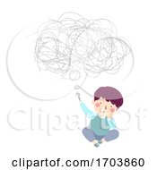 Poster, Art Print Of Kid Boy Scribble Thoughts Illustration