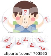 Poster, Art Print Of Kid Boy Papers Question Marks Illustration