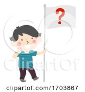 Poster, Art Print Of Kid Boy Hold Flag Question Mark Illustration