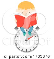 Poster, Art Print Of Kid Boy Speed Reading Book Illustration