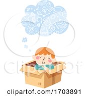 Poster, Art Print Of Kid Boy Thinking Cloud Imagination Illustration