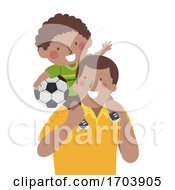 Poster, Art Print Of Kid Boy Dad Back Ride Soccer Illustration