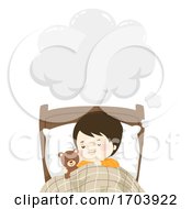 Poster, Art Print Of Kid Boy Sleep Dream Speech Cloud Illustration