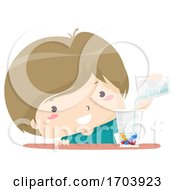 Poster, Art Print Of Kid Boy Pouring Water Mix Color Chalk Illustration