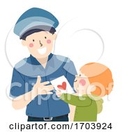 Poster, Art Print Of Kid Boy Police Appreciation Card Illustration