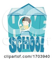 Poster, Art Print Of Kid Boy Home School House Illustration